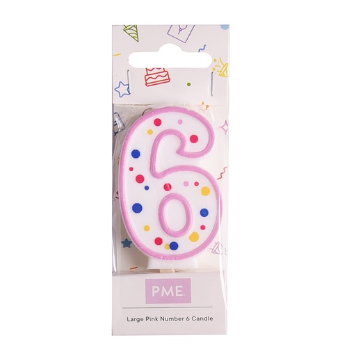 [ca086] Velas para Tartas Rosa Número 6 PME