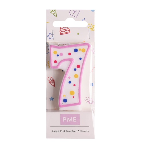 [ca087] Velas para Tartas Rosa Número 7 PME