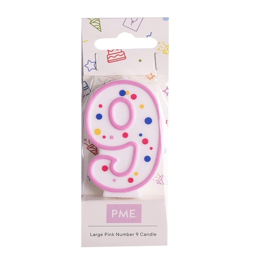 [ca089] Velas para Tartas Rosa Número 9 PME