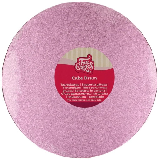 [F80880] Base Redonda Gruesa para Tartas 25cm Rosa Clarito Funcakes