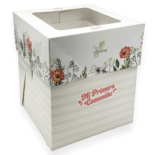 [P070406] Caja regulable para cupcakes 20x20x19.5-26cm. Comunión Niña. Pastry Colours