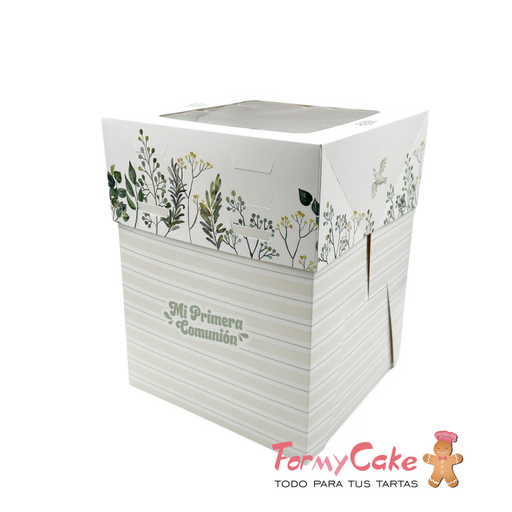 [P070409] Caja 20x20x19,5-26cm. Comunión Niño Pastry Colours