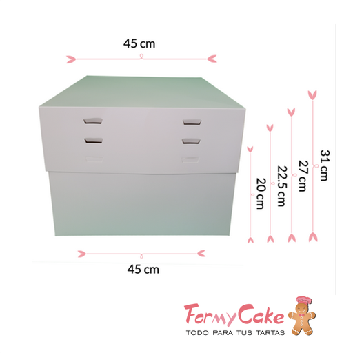 [SWK2101] Caja Blanca para Tartas Altura Regulable 45X45X20 a 30cm Pastkolor