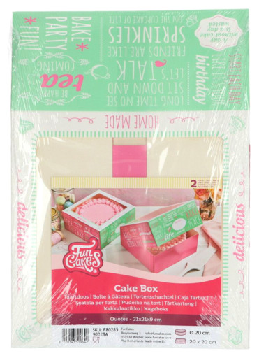 [FC1145] Caja decorada diseño quotes 21x21x9cm 2ud Funcakes
