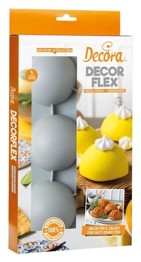 [9260435] Molde de silicona semiesfera 5uds 80x40h mm Decora