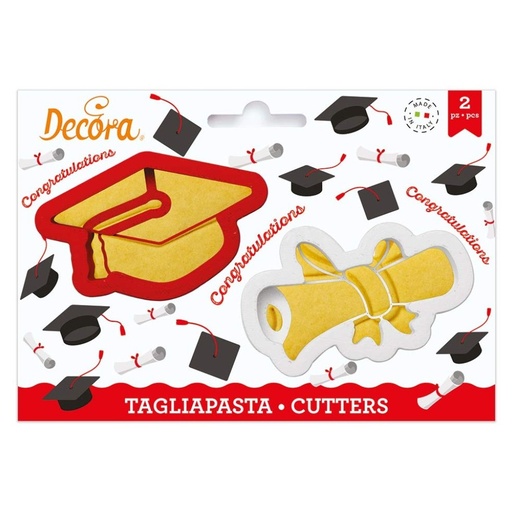 [0255047] Kit 2 cortadores birrete y diploma Decora
