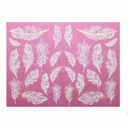 [CL11367] Tapete de encaje plumas Cake Lace