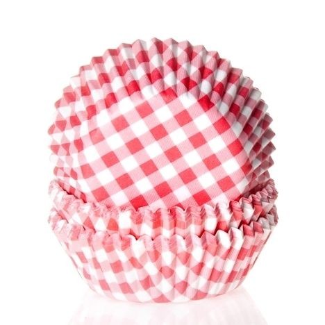 [HM0213] Cápsulas cupcakes a cuadros rojos 50ud House Of Marie