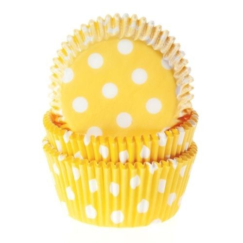 [HM0138] Cápsulas cupcakes amarillas con lunares 50ud House Of Marie