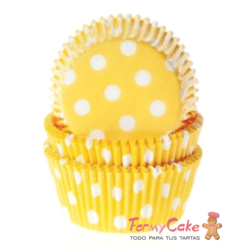 [HM0138] Cápsulas cupcakes amarillas con lunares 50ud house of MARIE