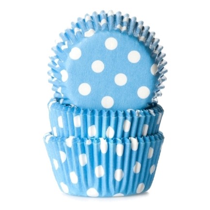 [HM0152] Cápsulas cupcakes azul con lunares 50ud House Of Marie