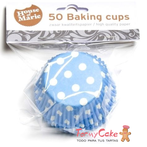 [HM0152] Cápsulas cupcakes azul con lunares 50ud house of MARIE