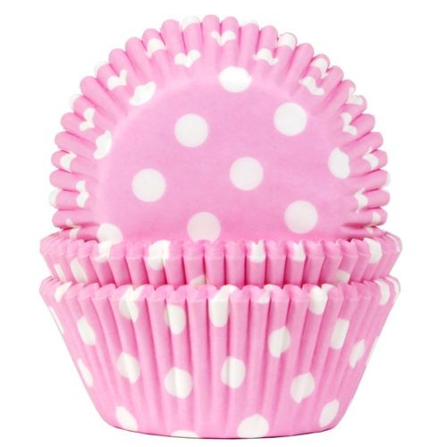 [HM1920] Cápsulas cupcakes rosas con lunares 50ud House Of Marie