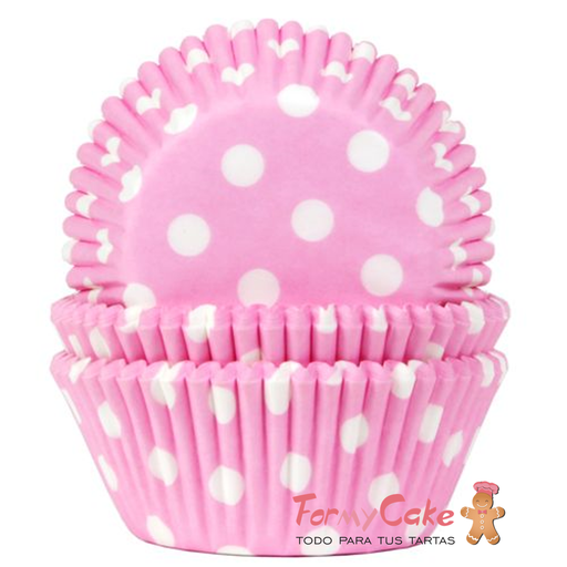 [HM1920] Cápsulas cupcakes rosas con lunares 50ud house of MARIE