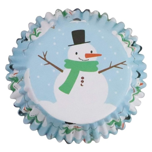 [bc803] Cápsulas cupcakes metalizadas muñeco de nieve 30ud PME