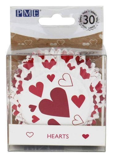 [BC825] Cápsulas cupcakes aluminio corazones 30ud PME