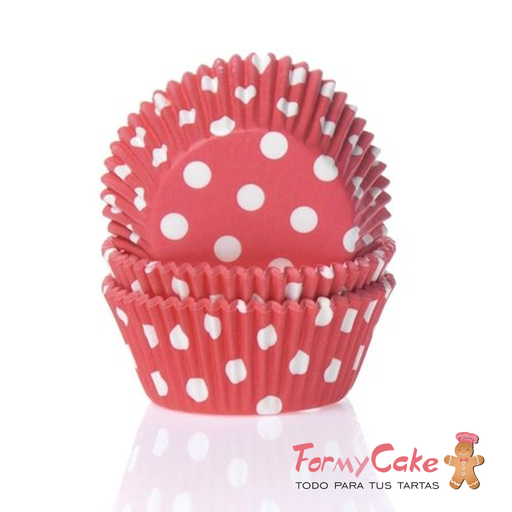 [HM0114] Cápsulas cupcakes roja con lunares 50ud house of MARIE