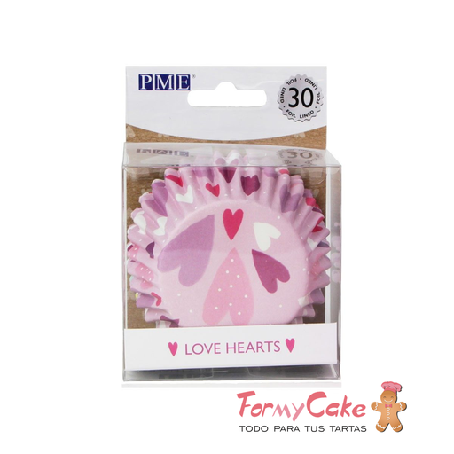 [BC844] Cápsulas aluminio corazones rosa 30ud PME