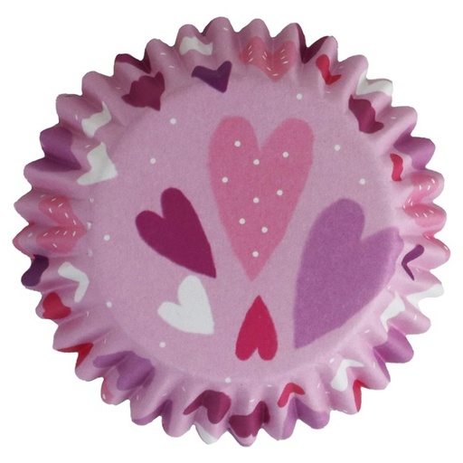 [BC844] Cápsulas cupcakes aluminio corazones rosa 30ud PME