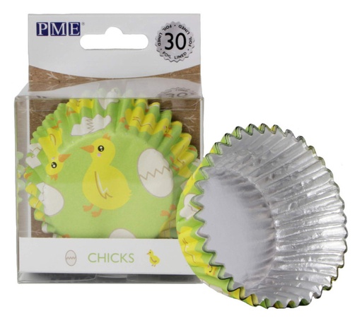[BC843] Cápsulas cupcakes aluminio pollito pascua 30ud PME