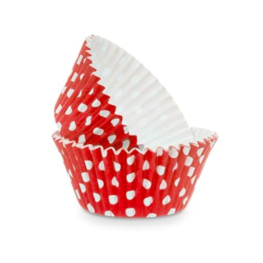 [SWK1281] Capsulas para cupcake rojas con lunares blancos 24ud PASTKOLOR