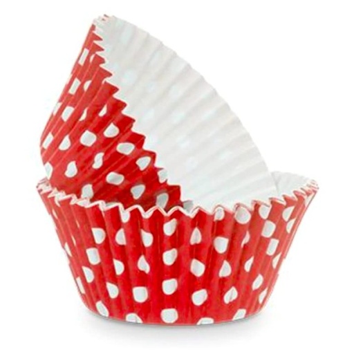 [SWK1281] Capsulas para cupcake rojas con lunares blancos 24ud PASTKOLOR