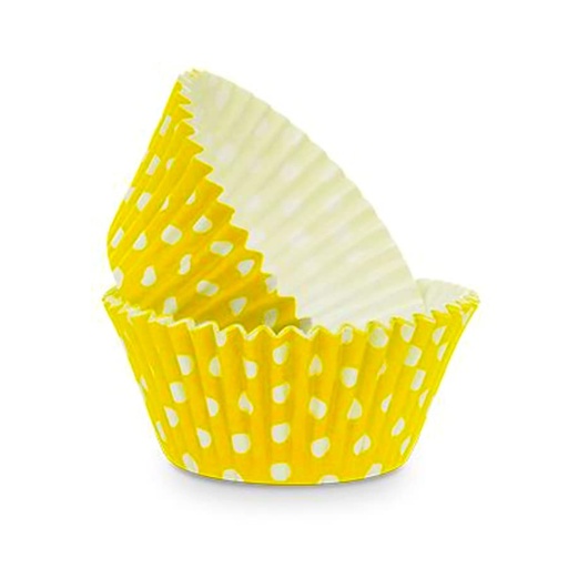 [SWK2265] Capsulas para cupcake amarillas con lunares blancos 24ud PASTKOLOR