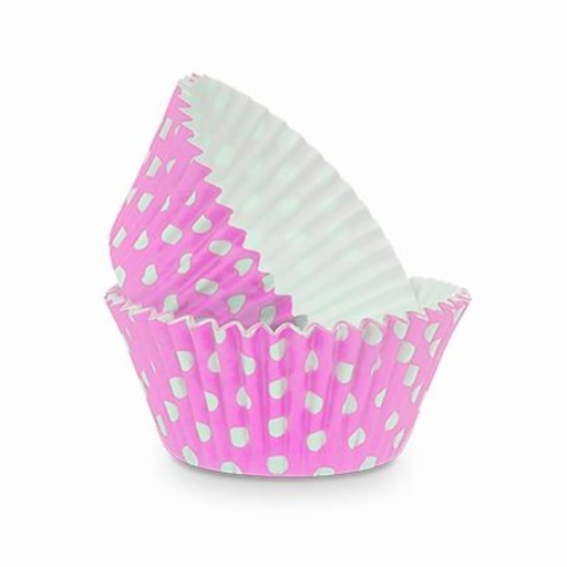 [SWK1282] Capsulas para cupcake rosas con lunares blancos 24ud PASTKOLOR