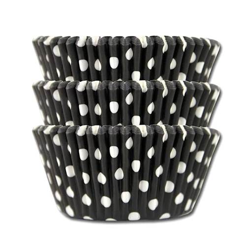 [SWK2373] Capsulas para cupcake negras con lunares blancos 24ud PASTKOLOR