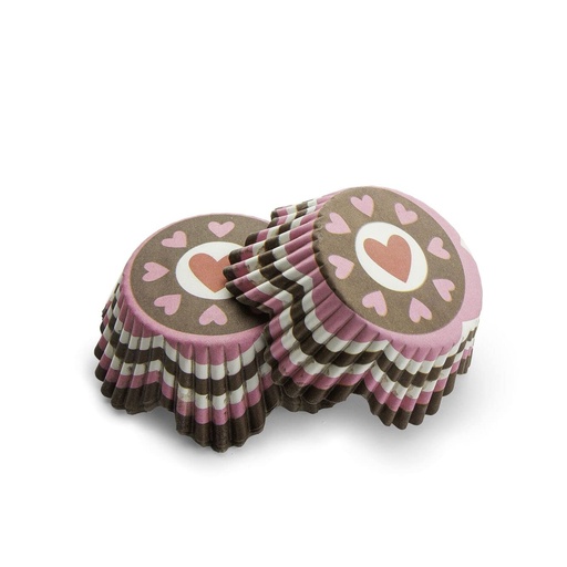 [SWK1139] Capsulas para cupcake corazones (marrones) 48ud PASTKOLOR