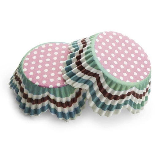 [SWK1136] Capsulas para cupcake rosa lunares 50ud PASTKOLOR