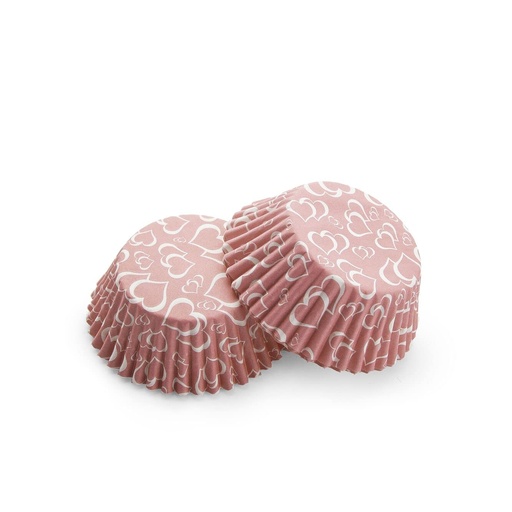 [SWK1137] Capsulas para cupcake rosa con corazones 48ud PASTKOLOR