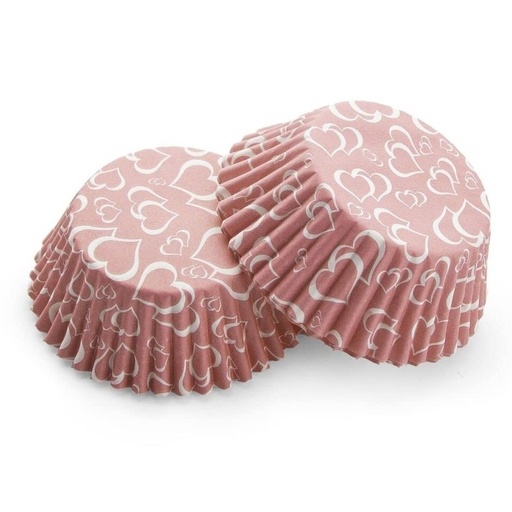 [SWK1137] Capsulas para cupcake rosa con corazones 48ud PASTKOLOR