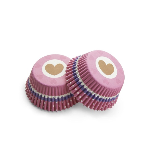 [SWK1142] Capsulas para cupcake corazones (fucsia) 48ud PASTKOLOR