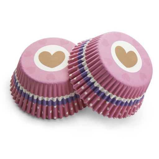 [SWK1142] Capsulas para cupcake corazones (fucsia) 48ud PASTKOLOR