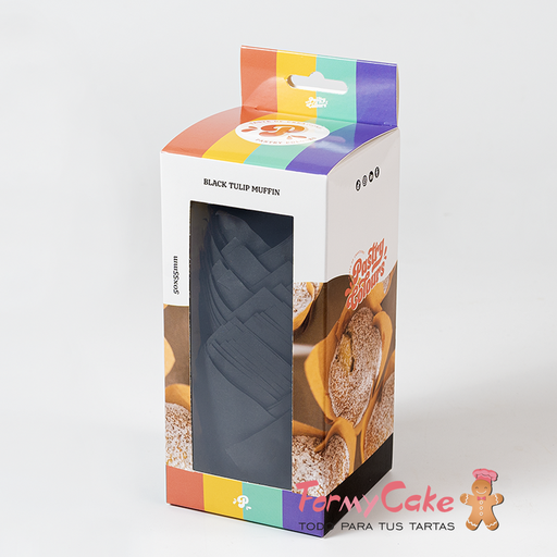 [P080502] Tulipas muffins negras 50ud pastry COLOURS
