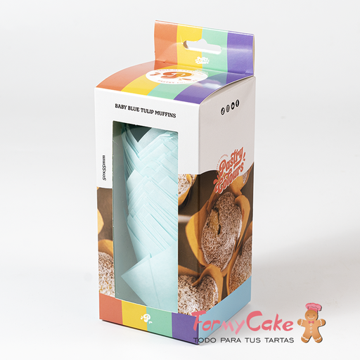 [P080507] Tulipas muffins azul bebé 50ud pastry COLOURS