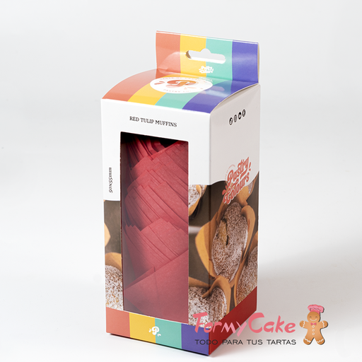 [P080503] Tulipas muffins rojas 50ud pastry COLOURS