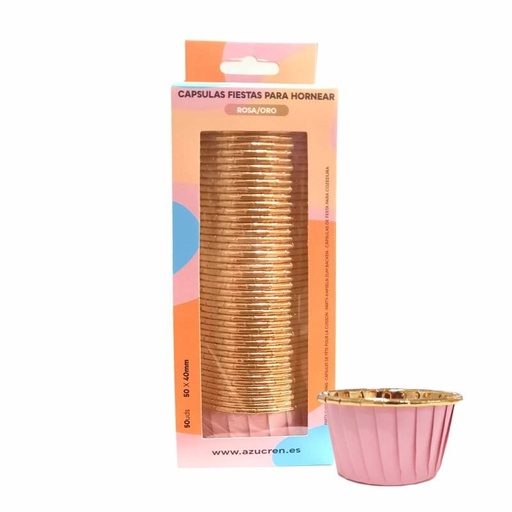 [AZ01684] Cápsulas rigidas rosa-oro 50ud AZUCREN