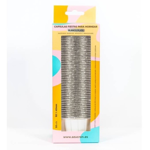 [AZ01683] Cápsulas rigidas blanca-plata 50ud AZUCREN