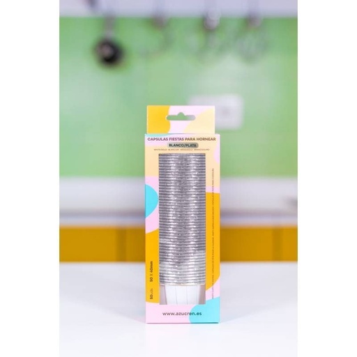 [AZ01683] Cápsulas rigidas blanca-plata 50ud AZUCREN