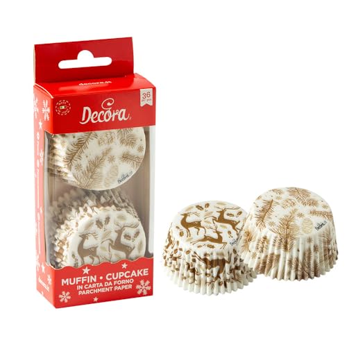 [0339906] Cápsulas cupcakes navidades doradas 36uds DECORA