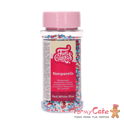 [F51560] Nonpareils azules blancos y rojos 80gr FUNCAKES