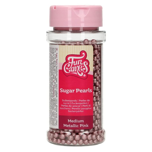 [F51665] Perlas rosas metalizadas comestibles 80gr FUNCAKES