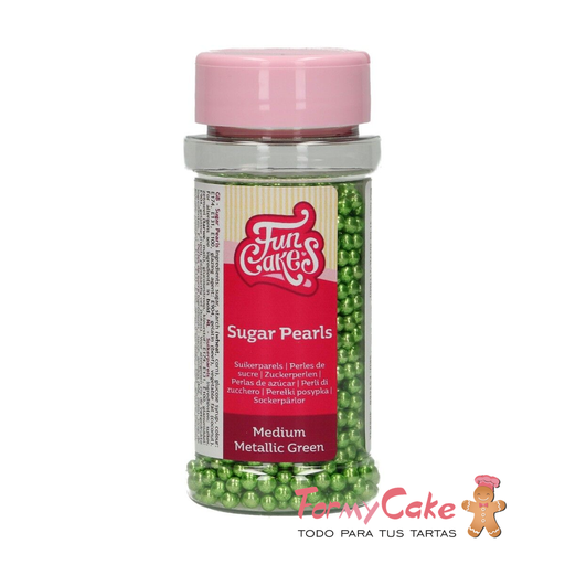[F51660] Perlas verdes metalizadas 80gr FUNCAKES