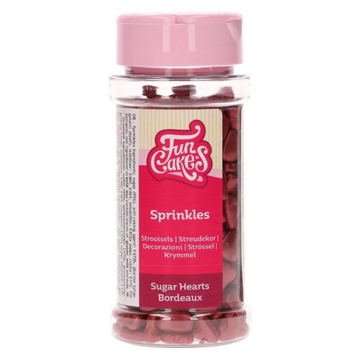 [F52210] Corazones de azucar color burdeos 80gr FUNCAKES