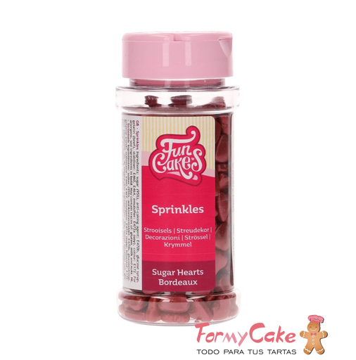 [F52210] Corazones de azucar color burdeos 80gr FUNCAKES