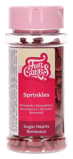 [F52210] Corazones de azucar color burdeos 80gr FUNCAKES