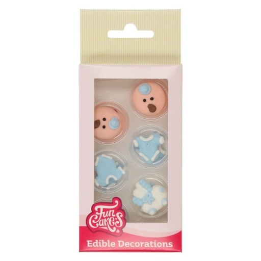 [F50100] Set decoraciones de azúcar bebé niño, 12ud. FUNCAKES