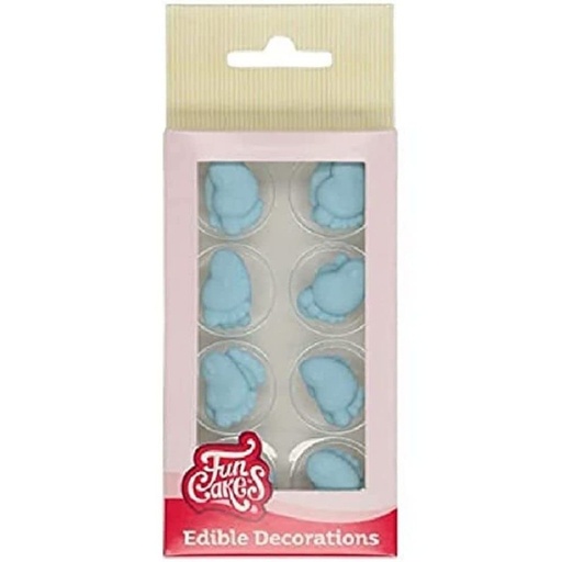 [F50110] Set decoraciones de azúcar pies bebe azules, 16ud. FUNCAKES